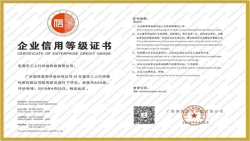 熱烈祝賀東莞三人行獲得“企業(yè)信用評價(jià)AAA級信用企業(yè)”證書
